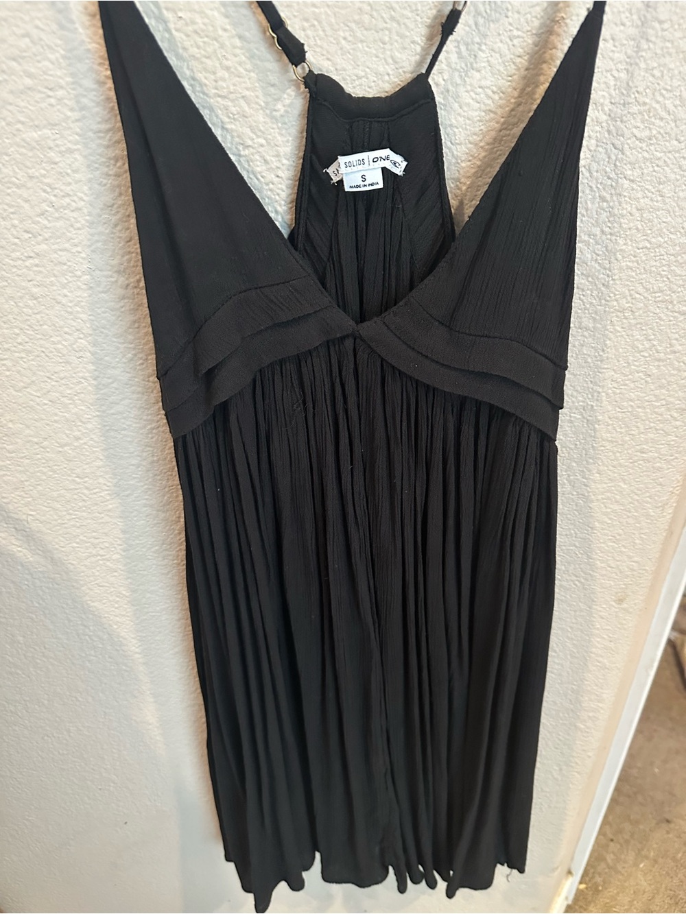 O'Neill Black Pleated Mini Dress with Adjustable Straps